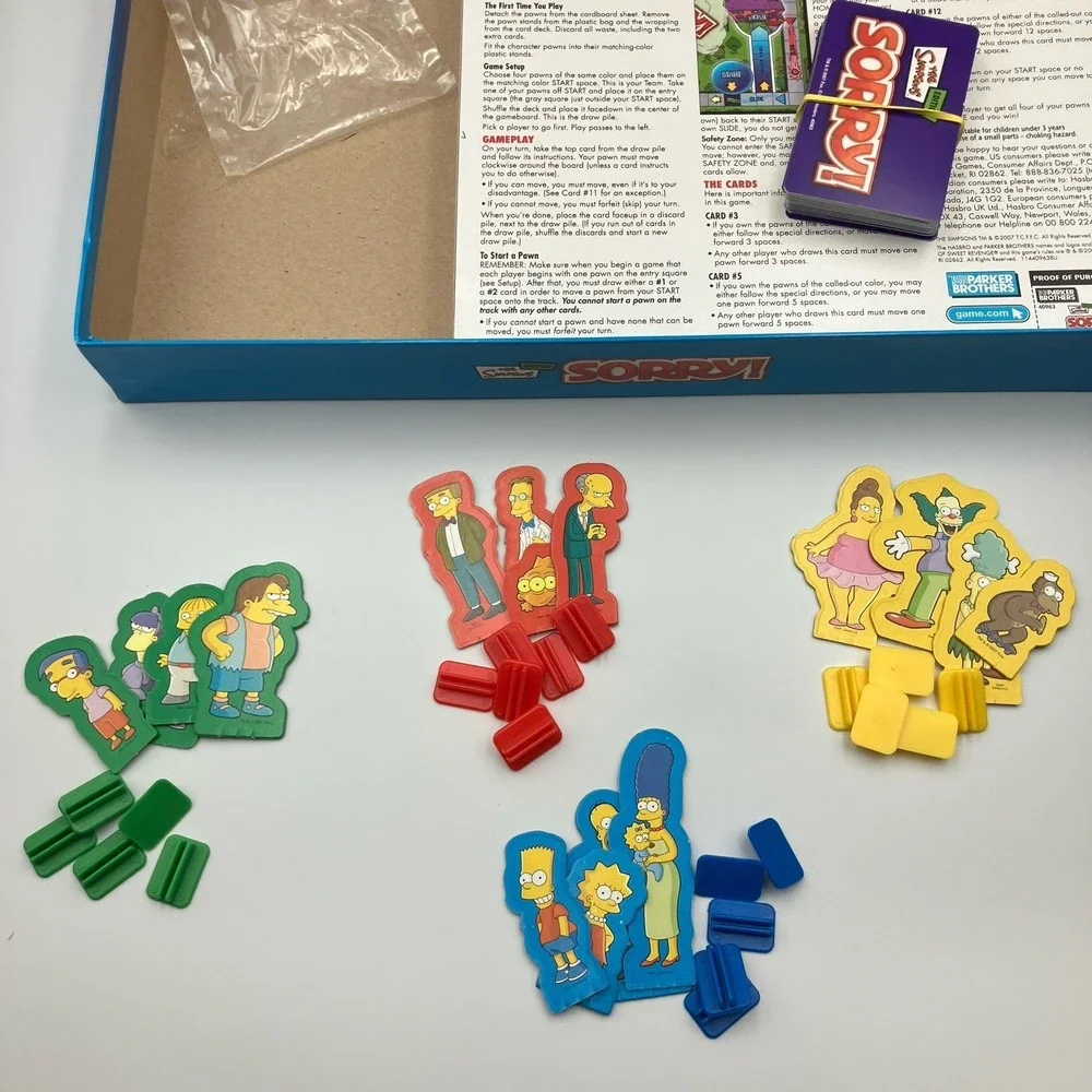 The Simpsons Sorry! Board Game Parker Brothers Complete Excellent Condition - Picture 4 of 9